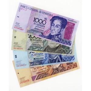 Venezuela, 1,000, 2,000, 5,000 and 10,000 bolivars (1998-2004), set of 4 bills
