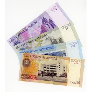 Venezuela, 1,000, 2,000, 5,000 and 10,000 bolivars (1998-2004), set of 4 bills