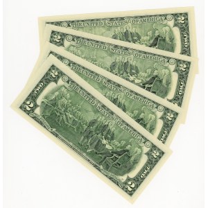 USA, $2 (2003-2009), set of 4 bills
