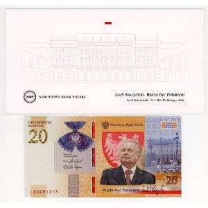 20 złotych 2021, Lech Kaczyński, Banknot kolekcjonerski + folder