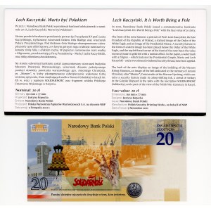 20 złotych 2021, Lech Kaczyński, Banknot kolekcjonerski + folder