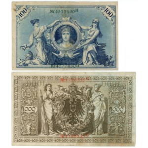 Německo, sada 2 bankovek, 100 marek 1908 a 1000 marek 1910
