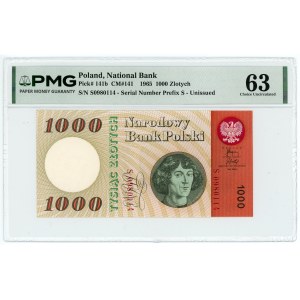 1,000 zloty 1965, series S, PMG 63