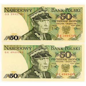 50 złotych 1988, seria GB, GK, zestaw 2 sztuk