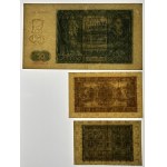 1, 2, and 50 złotych, 1941, set of 3 banknotes