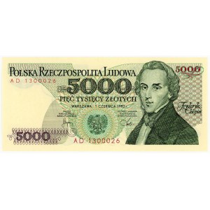 5,000 zlotys, 1982, AD series
