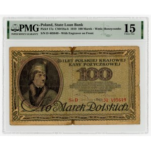 100 Polish marks, 1919, Series D, variety printed on paper with a honeycomb watermark, PMG 15