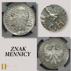 5 złotych 1932 Polonia, ze znakiem mennicy Warszawa, NGC AU 58