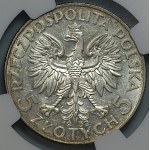 5 złotych 1932 Polonia, ze znakiem mennicy Warszawa, NGC AU 58