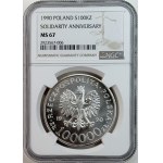 100,000 zlotys, 1990, Solidarity, Type A, NGC MS 67