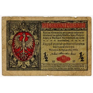 1/2 marki polskiej 1916, seria A., numer 9760356 jenerał