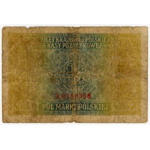 1/2 marki polskiej 1916, seria A., numer 9760356 jenerał