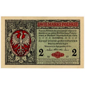 2 timbres polonais de 1916, série A, numéro 5241053 « général »