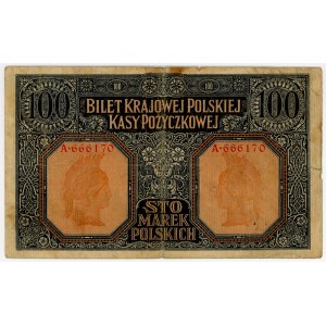 100 Polish marks, 1916, Series A, General, six-digit serial number