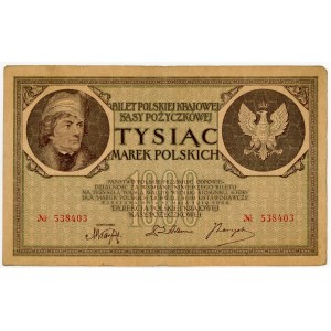 1 000 marks polonais de 1919, sans série précédant le numéro - RARES