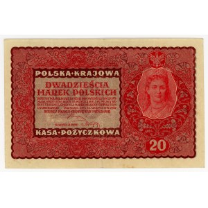 20 marks polonais de 1919, série II E, plus rare