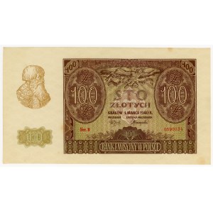 100 zlotych, 1940, Series B, original print, not ZWZ!! ex.WCN