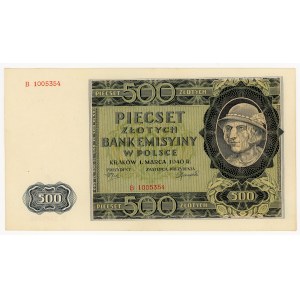 500 złotych 1940, seria B, numer 1005354