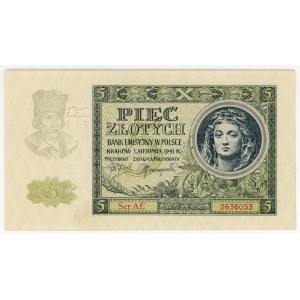 5 zlotych, 1941, AE series, MUSTER perforation