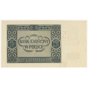 5 zlotych, 1941, AE series, MUSTER perforation