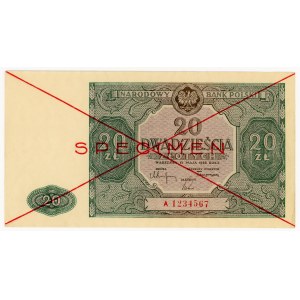 20 zlotych, 1946, Series A 1234567, SPECIMEN