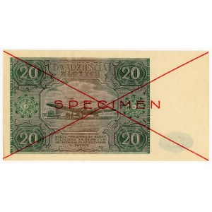 20 zlotych, 1946, Series A 1234567, SPECIMEN