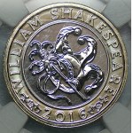 United Kingdom, 2 pounds, 2016, Comedy, William Shakespeare, NGC MS 67, FIRST RELEASES