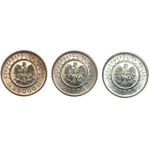 20,000 zlotys, 1993, Łańcut Castle, set of 3 coins