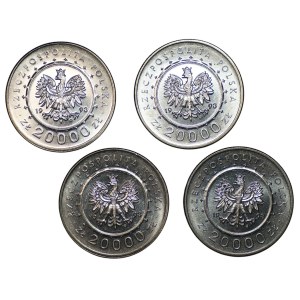 20,000 zlotys, 1993, Łańcut Castle, set of 4 coins