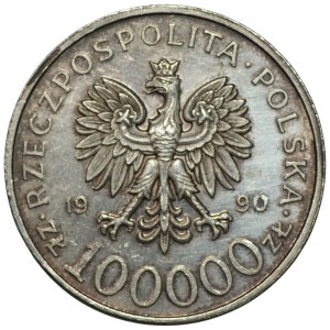 100,000 zlotys, 1990, Solidarity, TYPE A