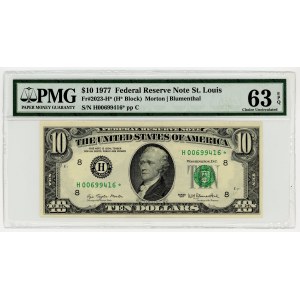 USA, $10, 1977, Replacement Series H 00699416 ★, St. Louis, Morton│ Blumenthal, PMG 63 EPQ