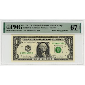 USA, $1, 2017 A, G Series, 53944935 D, Chicago, Carranza│Mnuchin, PMG 67 EPQ