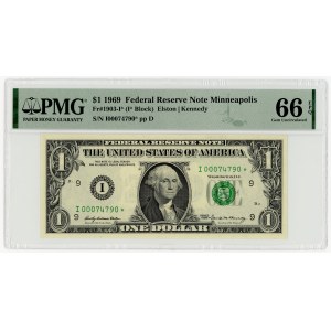 USA, $1, 1969, Replacement Series I 00074790 ★, Minneapolis, Elston│Kennedy, PMG 66 EPQ