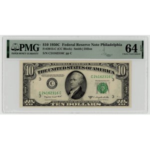 USA, $10, 1950 C, Series C 24162316 C, Philadelphia, Smith│Dillon, PMG 64 EPQ