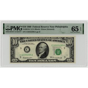 USA, $10, 1969, Series C 32555295 A, Philadelphia, Elston│Kennedy, PMG 65 EPQ