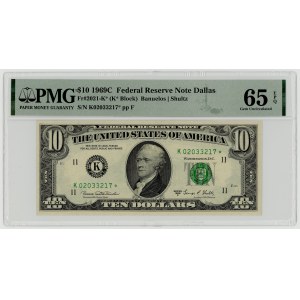 USA, $10, 1969 C, Replacement Series K 02033217 ★, Dallas, Banuelos│Shultz PMG 65 EPQ