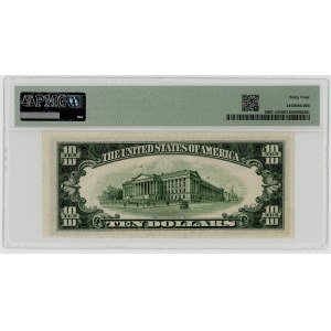 USA, 10 dolarów 1934 B, seria A 43469516 B, Boston, Julian│Vinson, PMG 64