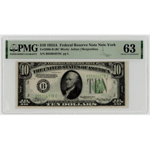 USA, 10 dolarów 1934 A, seria B 95004978 C, Nowy Jork, Julian│Morgenthau, PMG 63