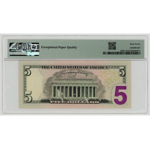 USA, 5 dolarů 2013, série ML 11122222 J, San Francisco, Rios│Lev, PMG 67 EPQ