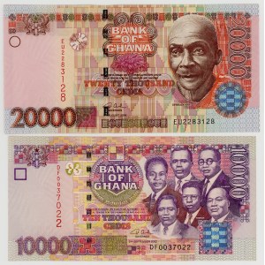 Ghana, 10,000 and 20,000 cedi, 2002–2006, various series, set of 2