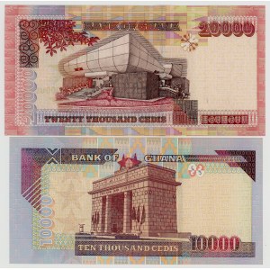 Ghana, 10,000 and 20,000 cedi, 2002–2006, various series, set of 2