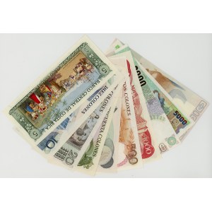 Costa Rica, various denominations from 5 to 10,000 colones, 1973–2005, set of 10