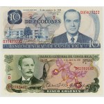 Costa Rica, various denominations from 5 to 10,000 colones, 1973–2005, set of 10