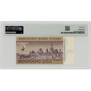 200,000 zlotys, 1989, P series 0000329, PMG 64, low serial number