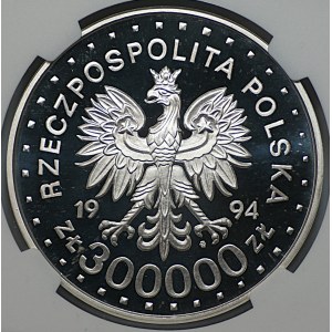 300,000 zlotys, 1994, Saint Maximilian Kolbe, NGC PF 69 ULTRA CAMEO, 2-GA MAX NOTA