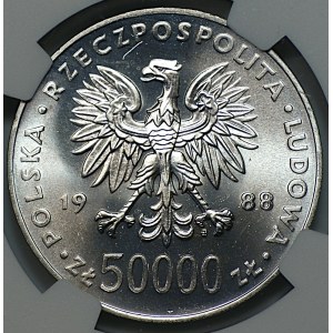 50,000 zlotys, 1988, Józef Piłsudski, NGC MS 67