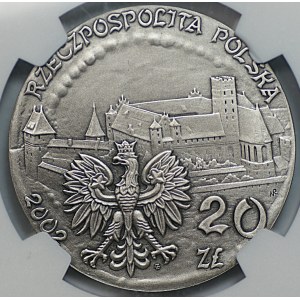 20 zlotych 2002, Malbork Castle, NGC MS 69 ANTIQUED, 2-GA MAX NOTA