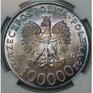 100,000 zlotys, 1990, Solidarity, Type A, NGC MS 66