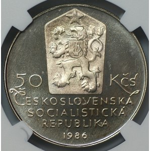 Czechosłowacja, 50 koron 1986, Telc, NGC PF 67 CAMEO, 2-ga max nota