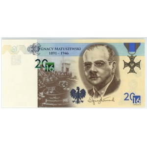 PWPW, test banknote, Ignacy Matuszewski (2016)